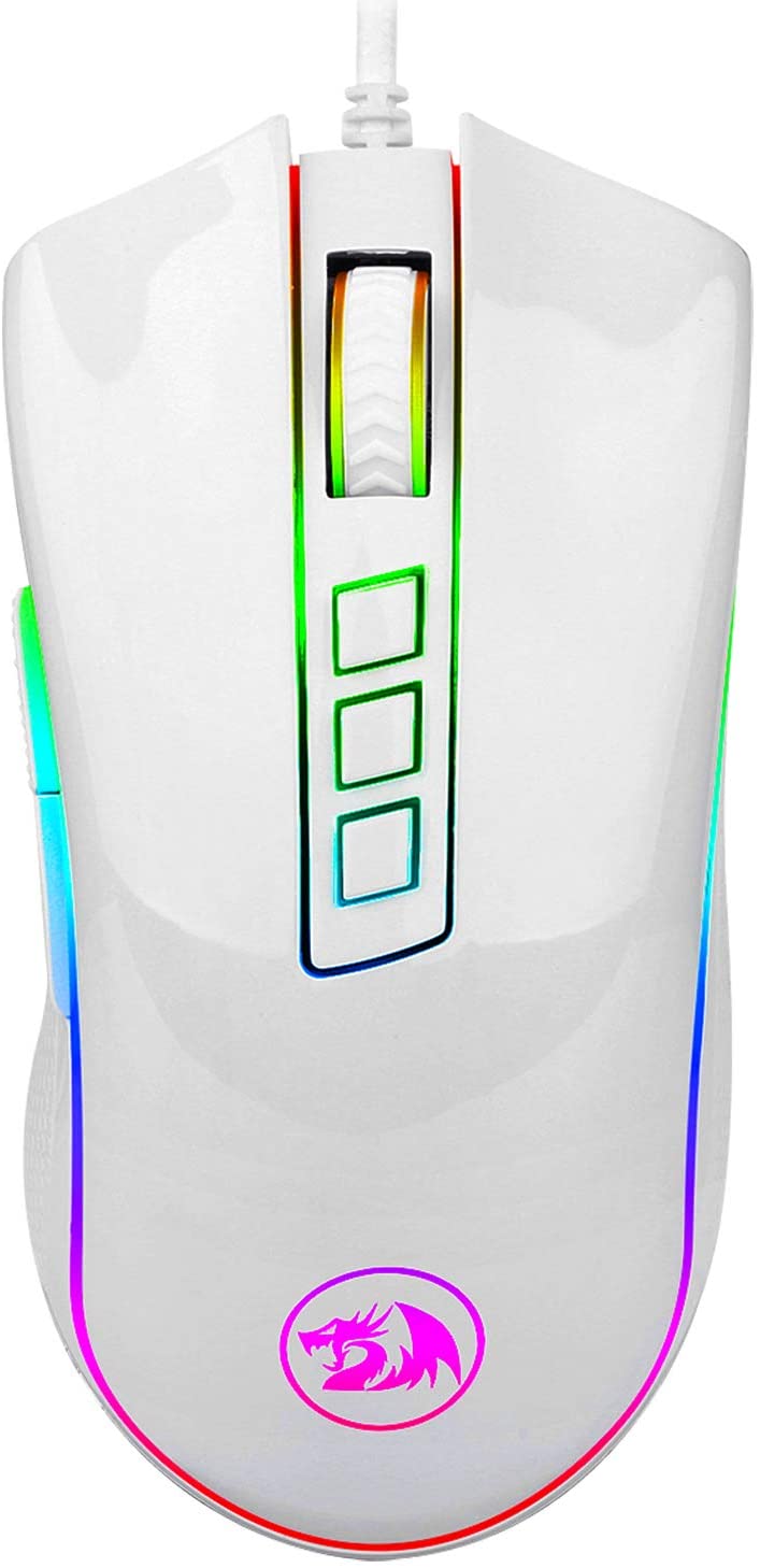 Mouse Gamer Redragon Cobra, RGB, 7 Botões, 12400DPI, Lunar White na Amazon
