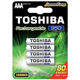 Pilha Recarregável AAA 1,2V 950mAh TNH3GAE TOSHIBA (Cartela com 4 unid.) na Amazon