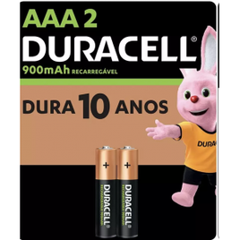 Pilha Recarregável AAA Palito DURACELL Com 2 Unidades na Amazon