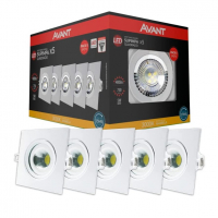 KIT Com 5 Spot LED 5W, Quadrado Embutir Bivolt 3000k Branco Quente, Avant na Amazon