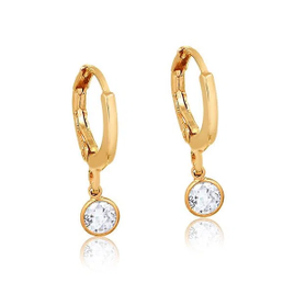 Brinco de Argola Fechada com Pingente de Ponto de Luz Folheado em Ouro 18k na Francisca Joias