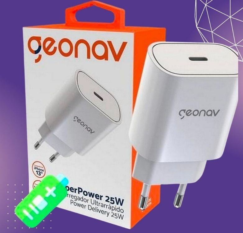 Carregador Universal Ultra Rápido, Power Delivery 25W, 1 Porta USB-C, Branco, CH25PDWT, Geonav na Amazon