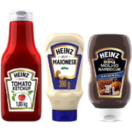 Kit Burguer Heinz Ketchup Tradicional 1kg + Maionese 390g + Molho Barbecue 397g na Ponto