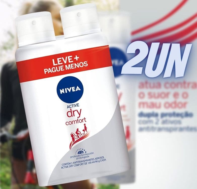 NIVEA Kit Desodorante Aerossol Dry Comfort Feminino 150Ml – 2 Unidades, pacote de 2 na Amazon