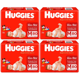 4 Pacotes Fralda Huggies Supreme Care Tam M - 80 Unidades (Total 320 Unidades) na Casas Bahia