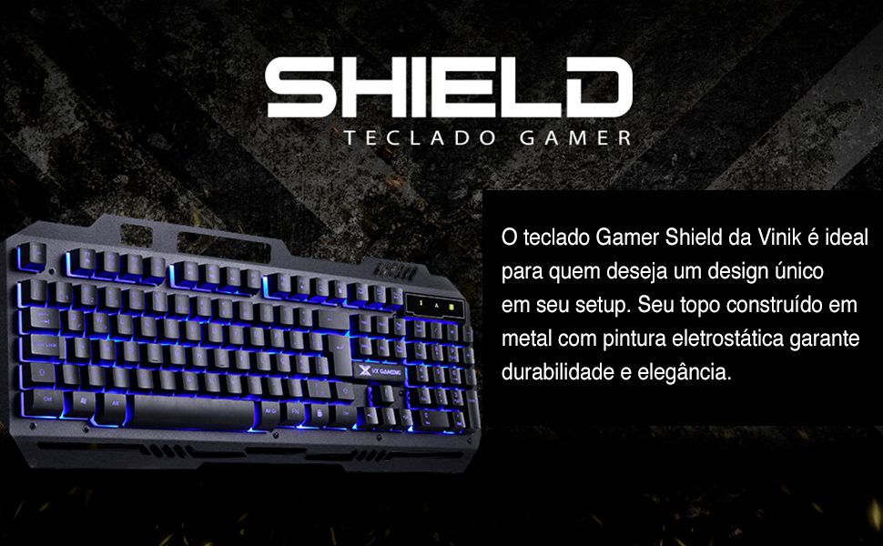 TECLADO GAMER VX GAMING SHIELD ABNT2 MULTIMIDIA LED AZUL 1.8 METROS USB – GT600 – Vinik na Amazon