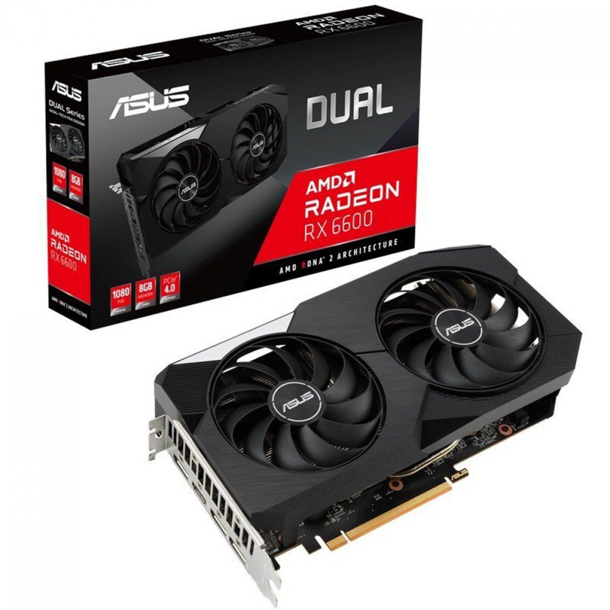 Placa de Vídeo ASUS DUAL Radeon RX 6600, 8GB, GDDR6, FSR, Ray Tracing, DUAL-RX6600-8G na Terabyte Shop