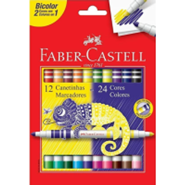 Canetinha Hidrográfica Bicolor com 12 Canetas e 24 Cores - Faber-Castell na Amazon