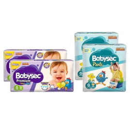 Kit com 60 unidades de Fraldas Babysec Premium G + 32 unidades de Babysec Pants G na Extra