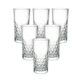 Jogo de Copos com 6 Peças  de Vidro Geometric   350ml Cada - Casambiente na Ponto