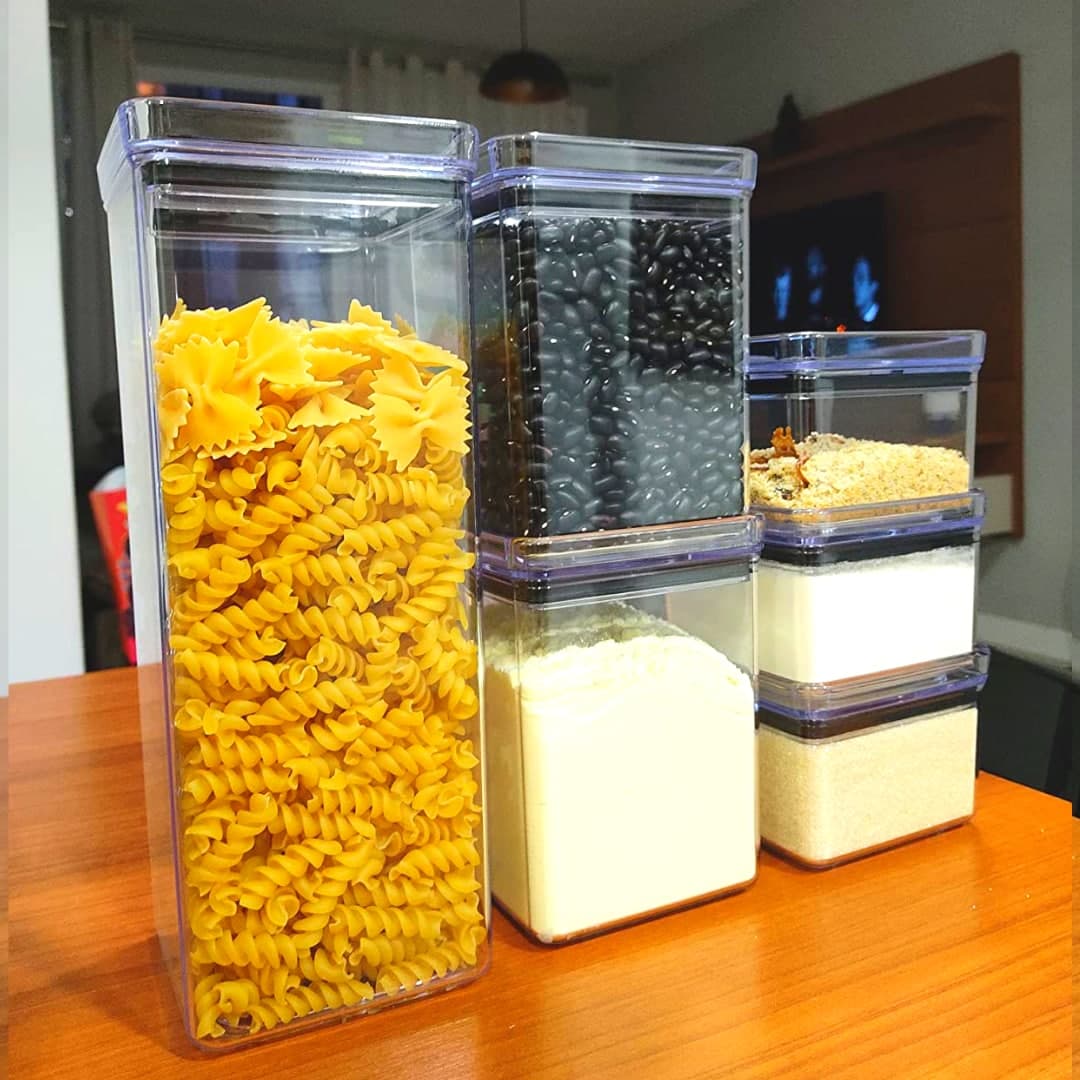 Kit 6 Potes Tampa Hermético Porta Alimentos Mantimentos Armário Cozinha - Paramount na Amazon