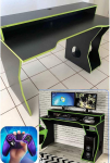 Mesa para Computador/Escrivaninha Espanha – 2 Portas 3 Gavetas – Politorno 117642 CASTANHO na Magazine Luiza