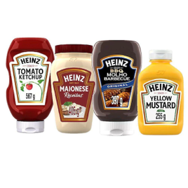 Ketchup Tradicional 567g + Maionese Receitas 405g + Mostarda 255g + Barbecue 397g - Heinz na Extra