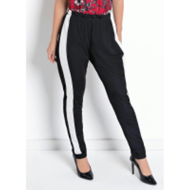 Calça Preta com Listra Branca nas Laterais - Feminina na Posthaus
