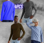 Kit com 4 Camisetas Masculinas Básicas Manga Longa Slim Fitness na Amazon