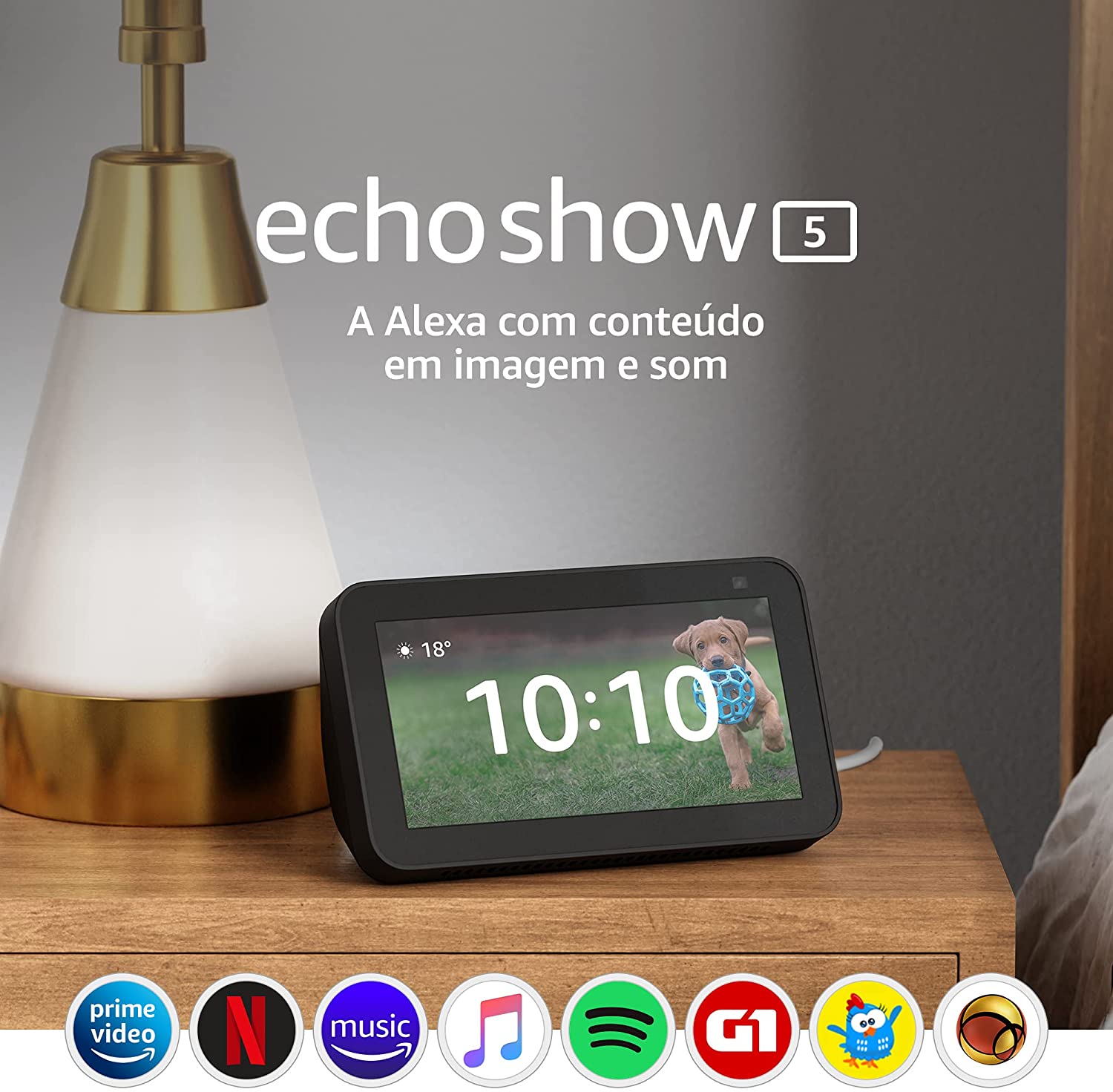 Novo Echo Show 5 (2ª Geração, versão 2021): Smart Display de 5″ com Alexa e câmera de 2 MP – Cor Preta na Amazon