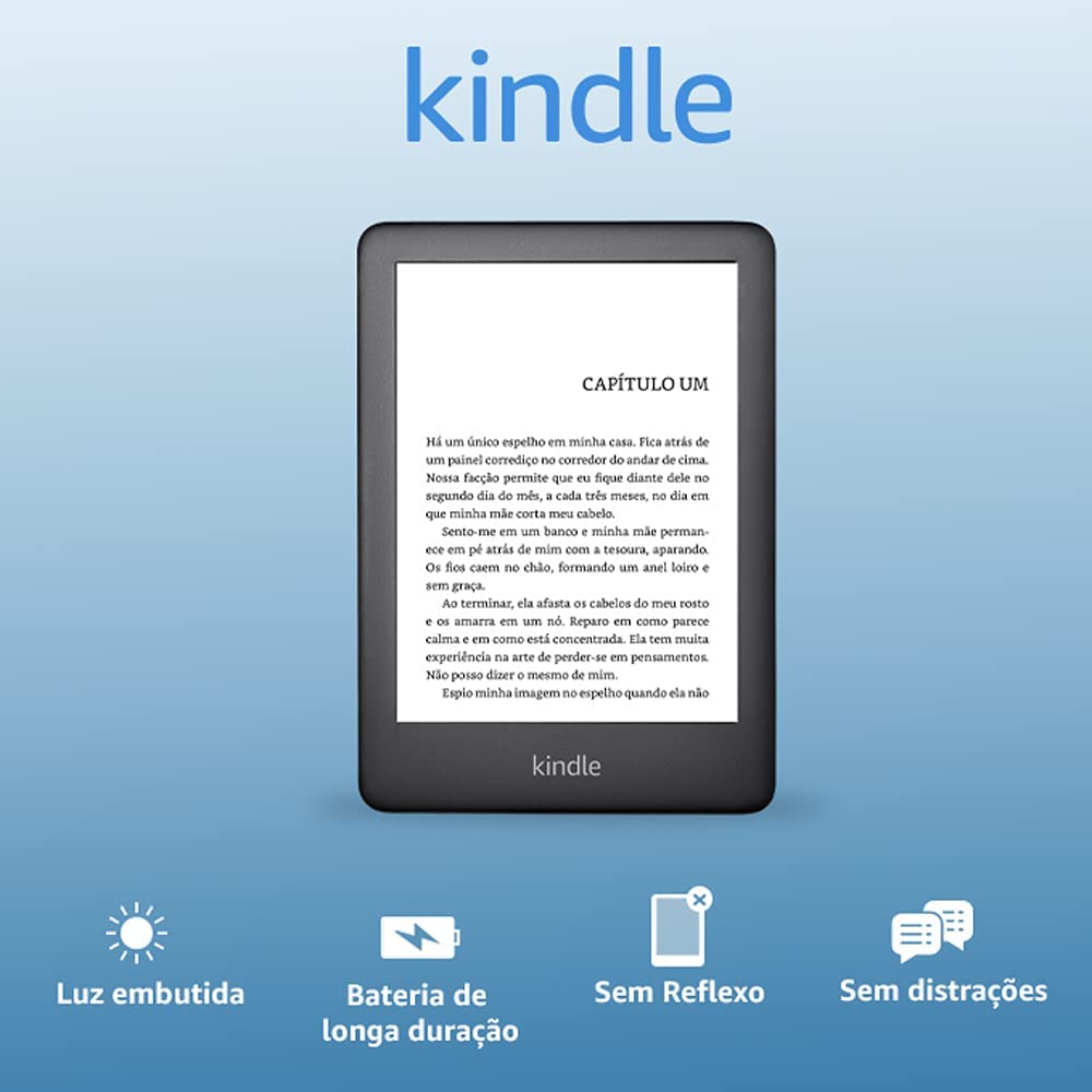 Kindle 10a. geração com bateria de longa duração – Cor Preta na Amazon