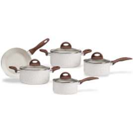 Jogo de Panelas Antiaderente Cerâmico Brinox Ceramic Life Granada com Fundo de Indução 5 peças - Inox na Compra Certa