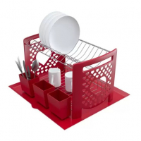 Escorredor De Louças Cuore C/Laterais, Porta Talhares E Bandeja Em Plástico Vermelho, Stolf na Amazon