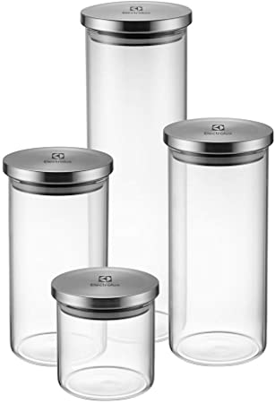 Kit Potes de Vidro Hermético, 4 unidades, Tampa Inox, Electrolux na Amazon