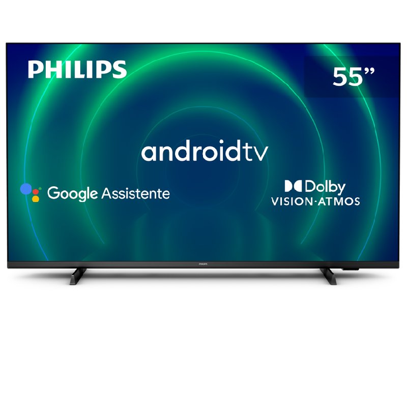 Smart TV Philips 55″ 4K UHD LED 55PUG7406/78 Dolby Vision e Dolby Atmos Tecnologia Inteligente Android na Girafa