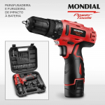 Furadeira e Parafusadeira Mondial Velocidade – Variável 3/8″ com Maleta 19 Peças PI-12MA na Magazine Luiza
