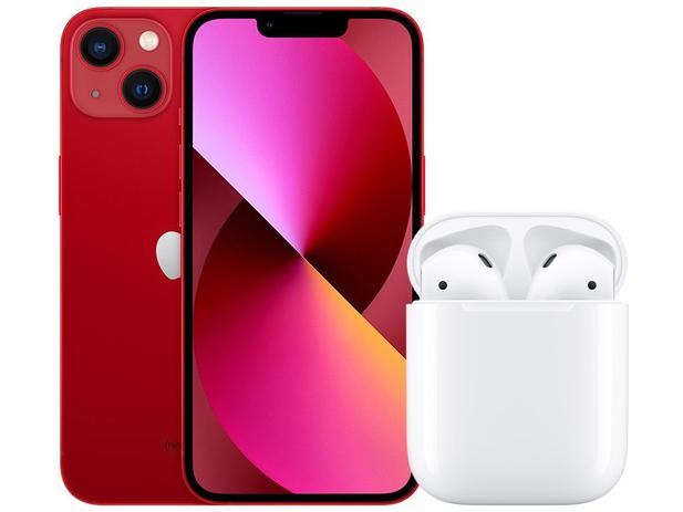 Apple iPhone 13 128GB (PRODUCT)RED Tela 6,1” 12MP – iOS + AirPods Apple com Estojo de Recarga – Magazine na Magazine Luiza