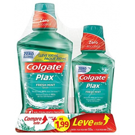 2 Kits Enxaguante Bucal Colgate Plax Fresh Mint 500ml + Colgate Plax IceFusion 250ml na Amazon