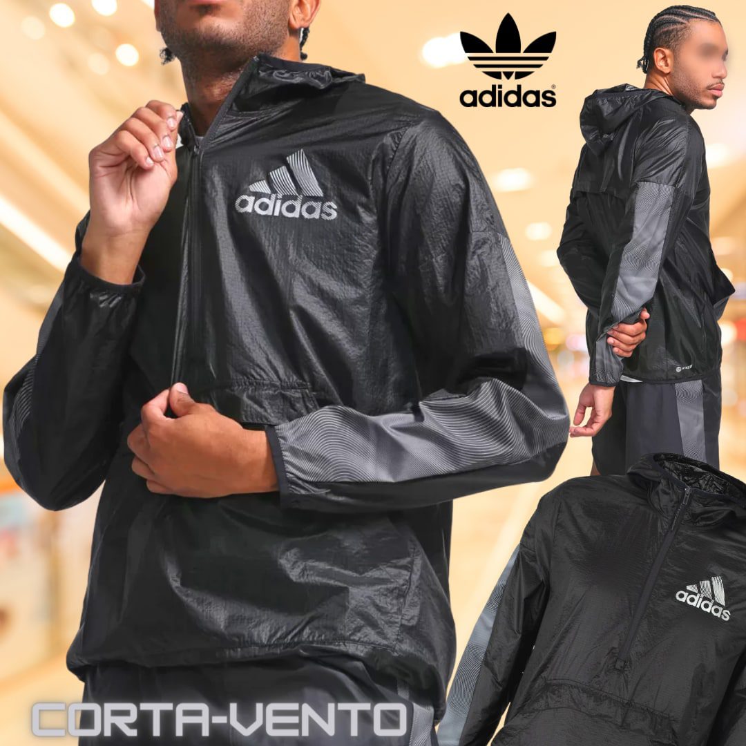 Jaqueta Corta-Vento Adidas – Preto na Netshoes