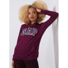 Blusa de Moletom Flanelada Fechada GAP Logo Roxo na Kanui