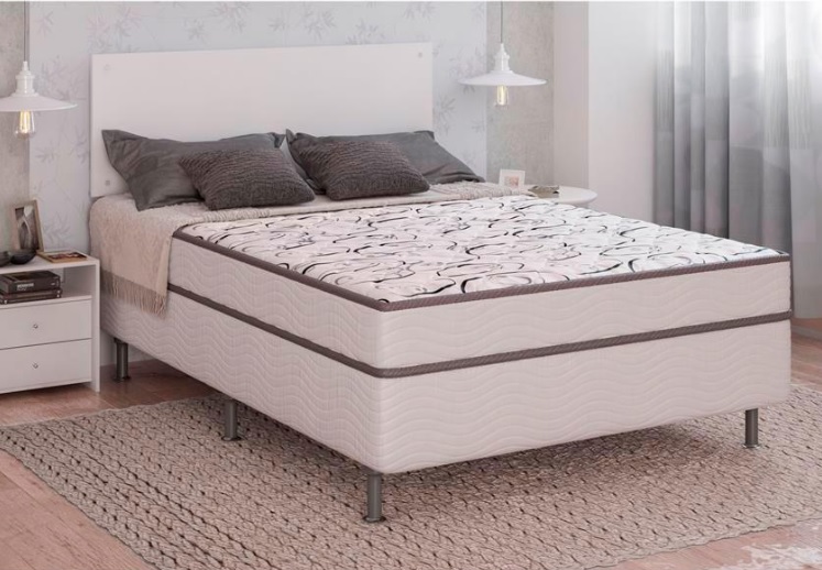 Cama Box Conjugada Casal Ortobom Turin Ortopédico com Ortopillow 55x138x188cm – Branco/Cinza na Casas Bahia