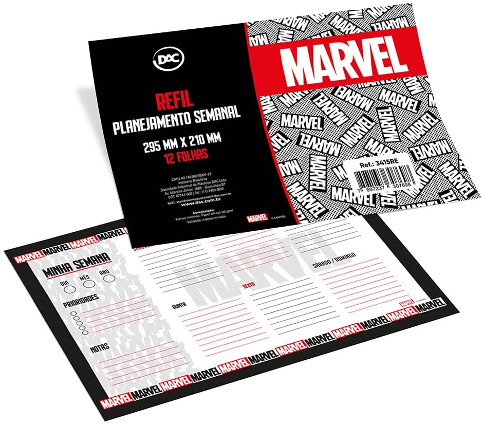 Refil De Planner Semanal Para Prancheta – Marvel, 3415RE na Amazon