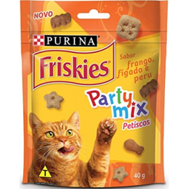 4 Unidades de Nestlé Purina Friskies Party Mix Petisco para Gatos Adultos Frango Fígado e Peru 40g na Amazon