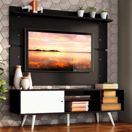 Rack com Pés de Madeira e Painel para TV até 65'' Cairo - Madesa na Loja Madesa