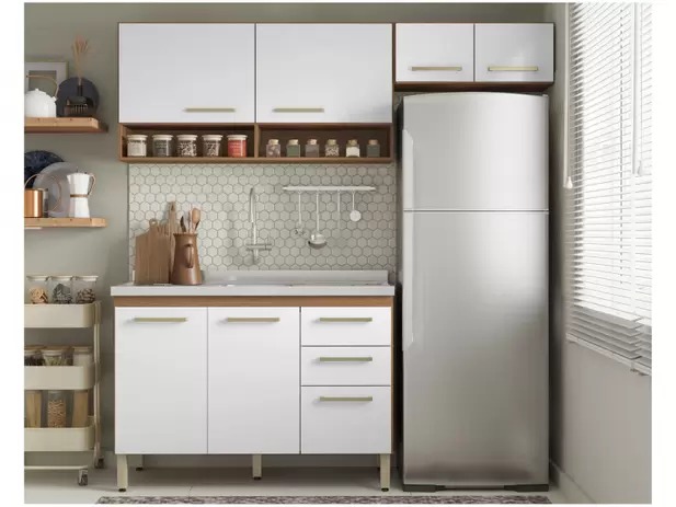 Cozinha Compacta Demóbile Dama Miss com Balcão – 7 Portas 2 Gavetas na Magazine Luiza