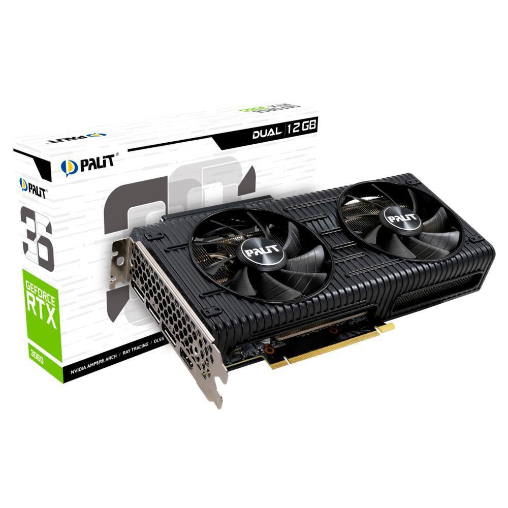 Placa de Vídeo Palit NVIDIA GeForce RTX 3060 Dual, 12GB, GDDR6, 192bit, LHR, NE63060019K9-190AD na Amazon