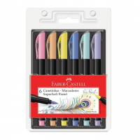 Caneta Ponta Pincel, Faber-Castell, Supersoft Brush, 6 Cores Pastel na Amazon