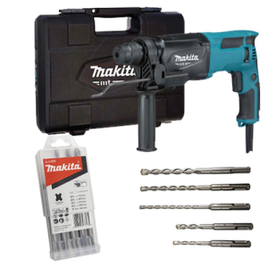 Martelete Makita Combinado Industrial SDS Plus 800w - M8701B + Conjunto de Brocas Makita SDS Plus 05 peças D-61678 na Extra