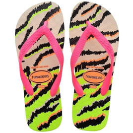 Chinelo Havaianas Top Animals Bege Palha/Rosa na Casas Bahia