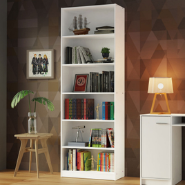 Estante Livreiro Madesa 6908 com 6 Nichos Branco - Cor:Branco na Loja Madesa