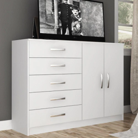 Cômoda 2 Portas 5 Gavetas Evidência Móveis na Extra