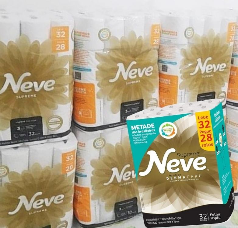 Papel Higiênico Neve Supreme – 32 rolos na Amazon