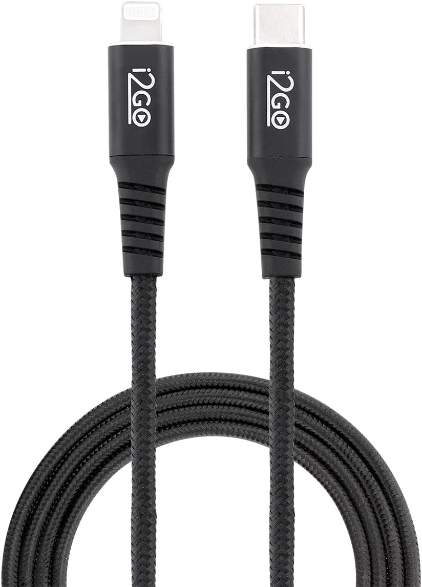 Cabo IPhone/Lightning + USB-C I2GO Certificado MFi 2m 3A Nylon Trançado Preto – I2GO PRO na Amazon