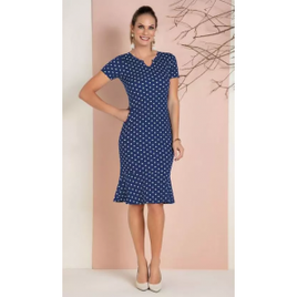 Vestido Poá Tubinho de Mangas Curtas na Posthaus