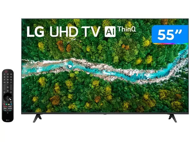 Smart TV 55” UHD 4K LED LG 55UP7750PSB – 60Hz Wi-Fi Bluetooth HDR Alexa 3 HDMI 2 USB na Magazine Luiza