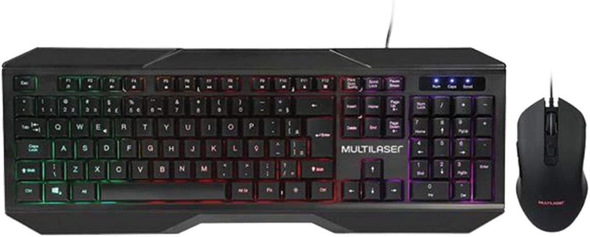 Warrior TC239 Combo Teclado e Mouse Gamer 2400 dpi com Fio e Indicadores de LED Multilaser, Preto na Amazon