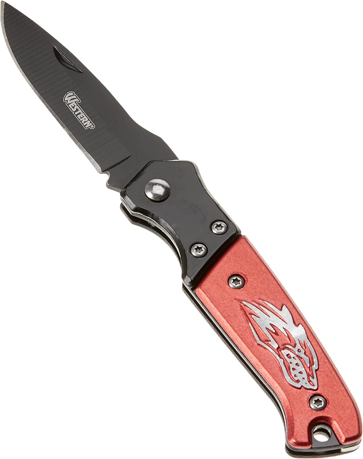 Western YG05 Canivete Dobrável, Preto/Vermelho, 14.7 cm na Amazon