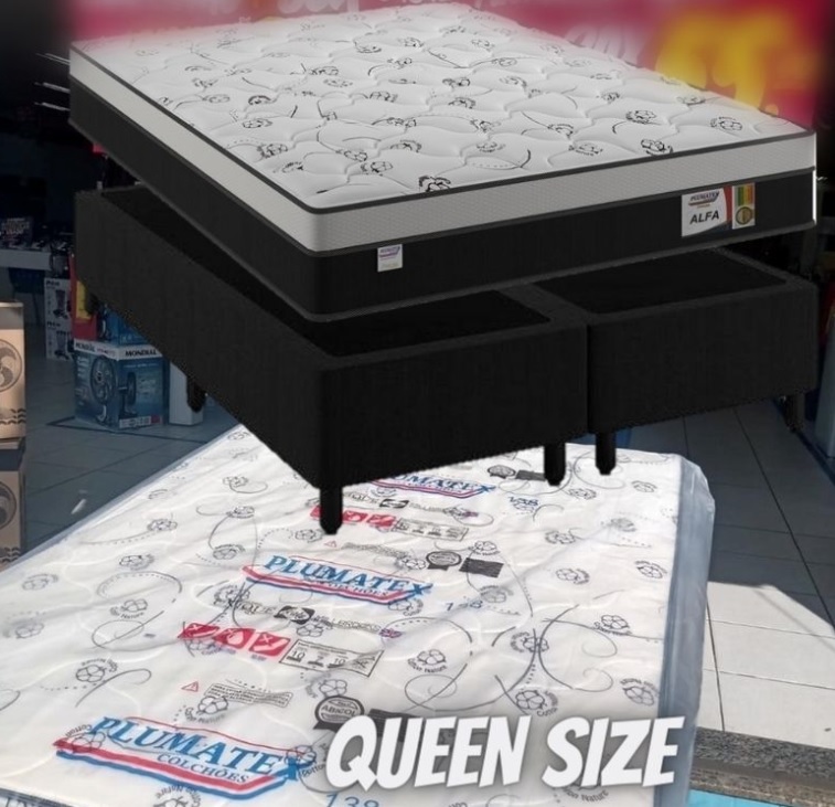 Cama Box Queen Size (Box + Colchão) – Plumatex Molas Ensacadas Alfa na Magazine Luiza