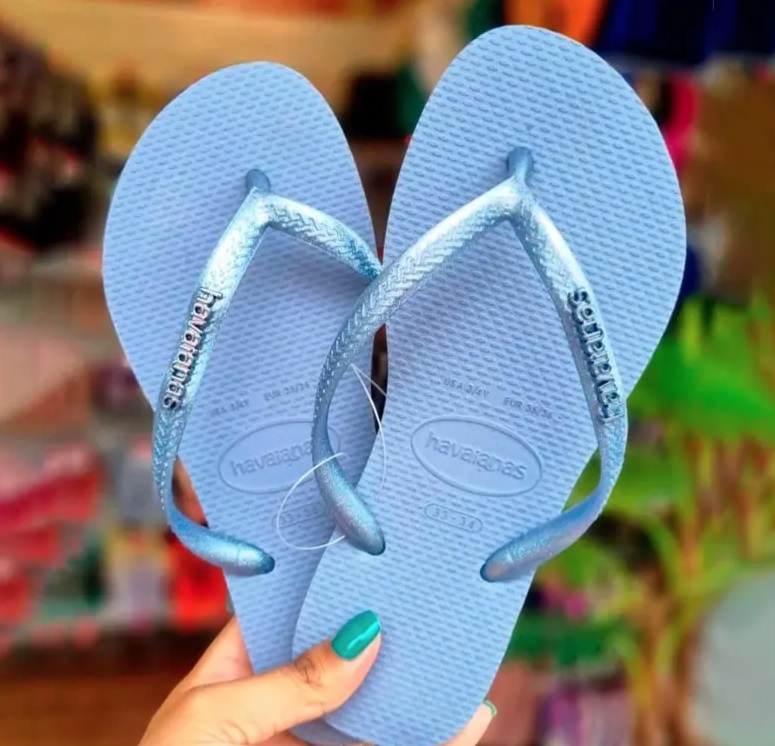 Chinelo Havaianas Slim Logo Metallic feminino na Amazon