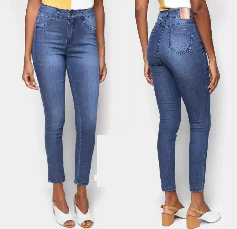 Calça Jeans Skinny Ecxo Básica Cintura Média Feminina – Marinho na Netshoes